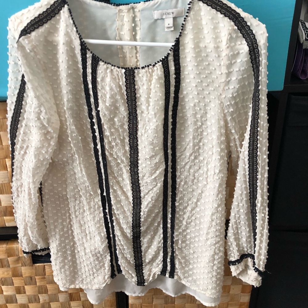 J crew silk lace long sleeved top